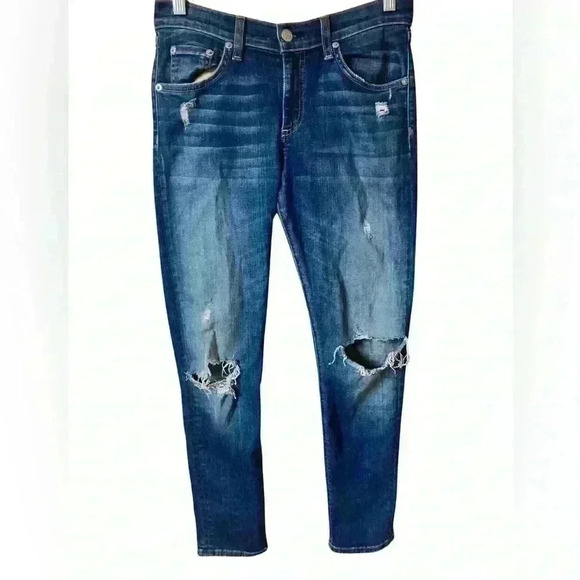 Rag and Bone Distressed Capri Jeans Blue - Picture 1 of 11